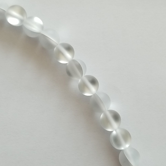 Clear mermaid bead necklace w/pave' clasp - Picture 3 of 3